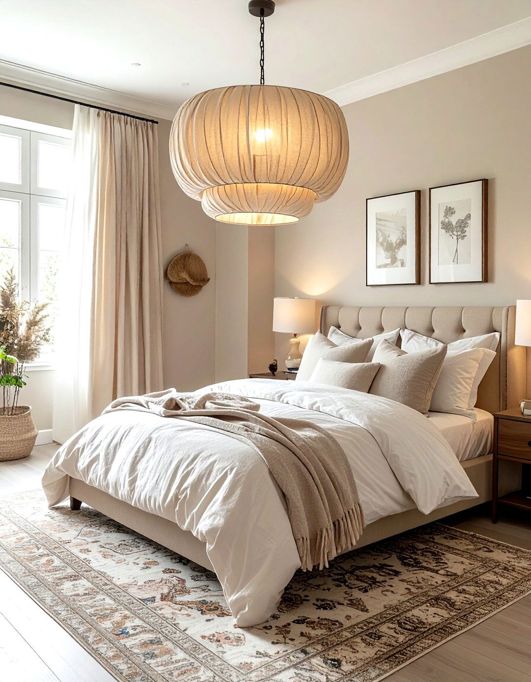 Oversized Fabric Drum - 30 bedroom pendant lighting ideas