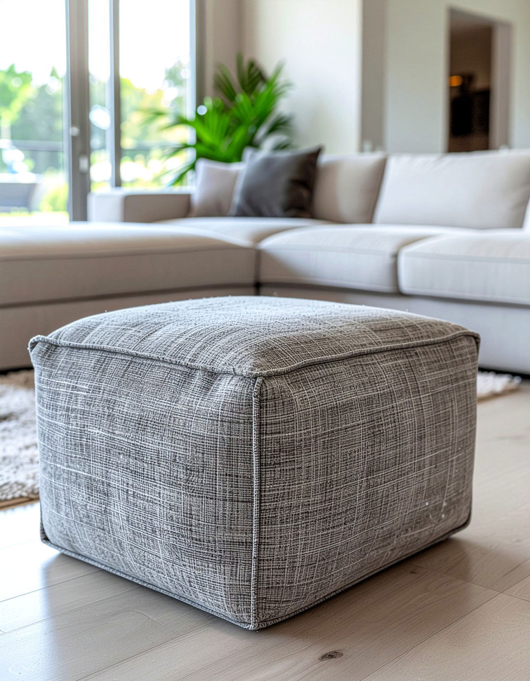 Oversized Fabric Pouf - 30 living room pouf ideas