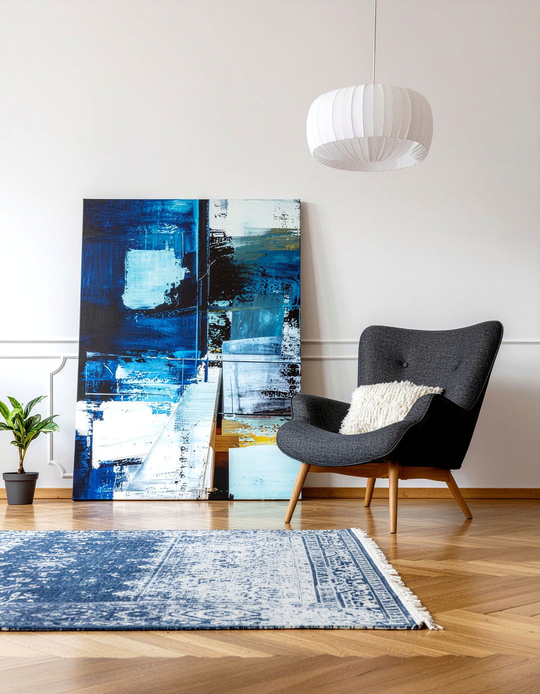 Oversized Floor Art - 30 no damage living room ideas