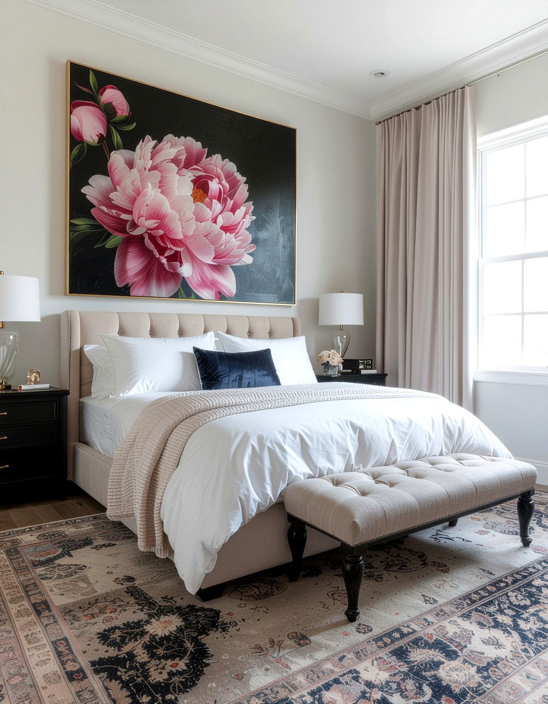 Oversized Floral Art - 30 Hollywood regency bedroom ideas