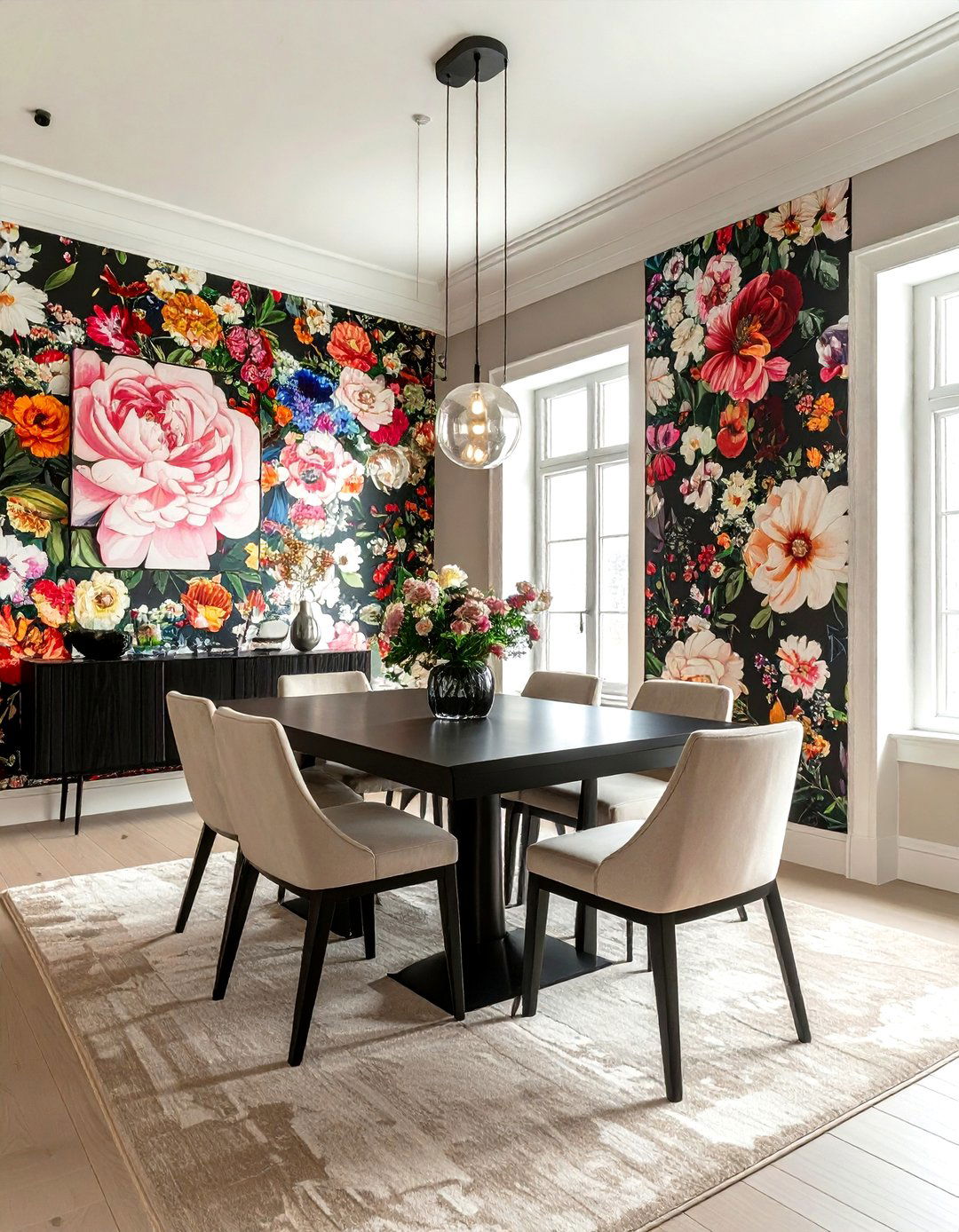 Oversized Floral Dining Room - 30 floral dining room ideas