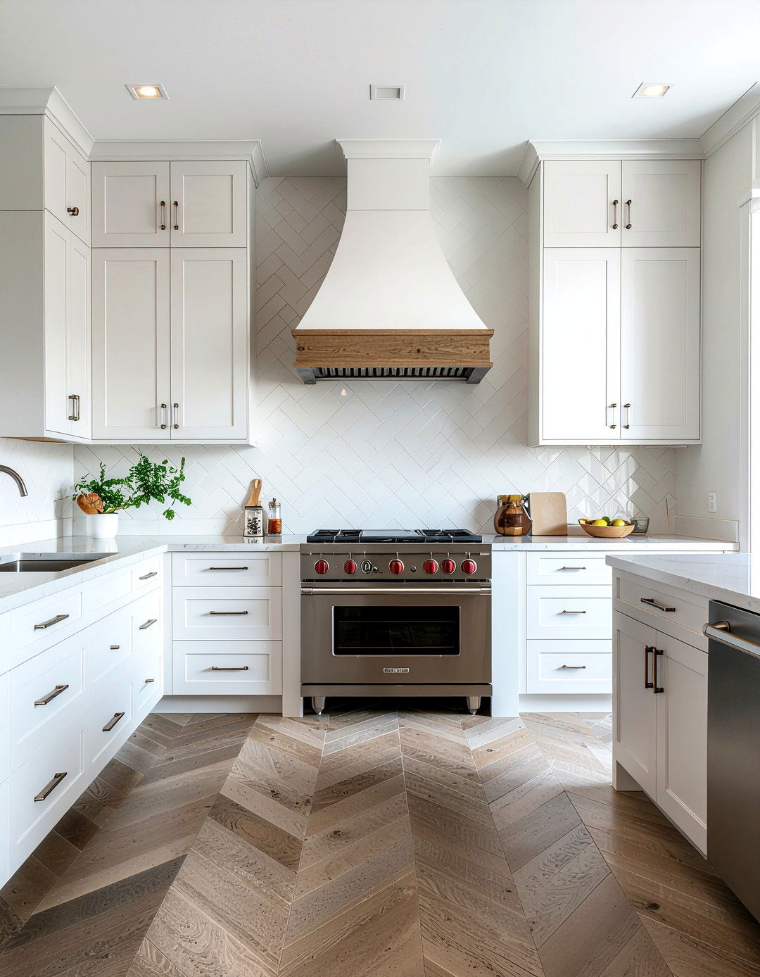 Oversized Herringbone Backsplash - 30 herringbone backsplash kitchen ideas