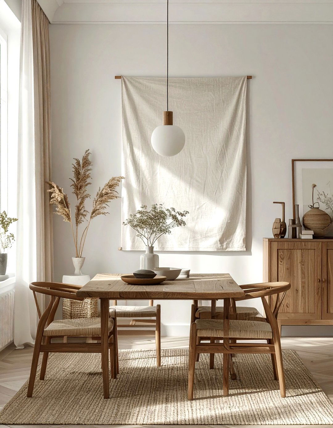 Oversized Linen Wall Hanging - 30 linen dining room ideas