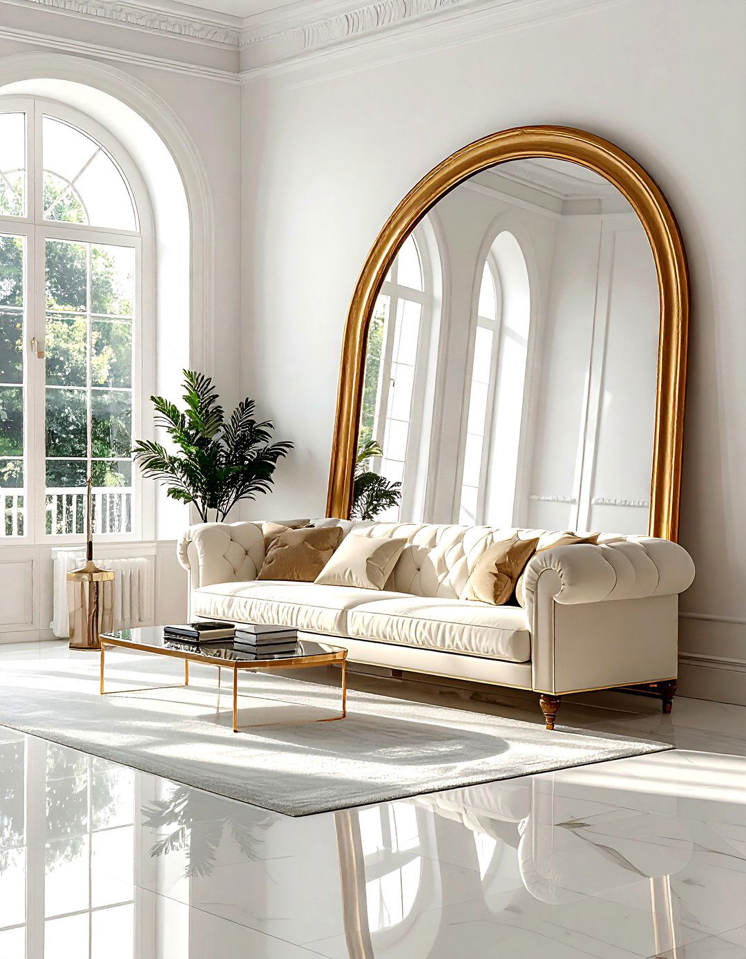 Oversized Mirror - 30 living room wall ideas