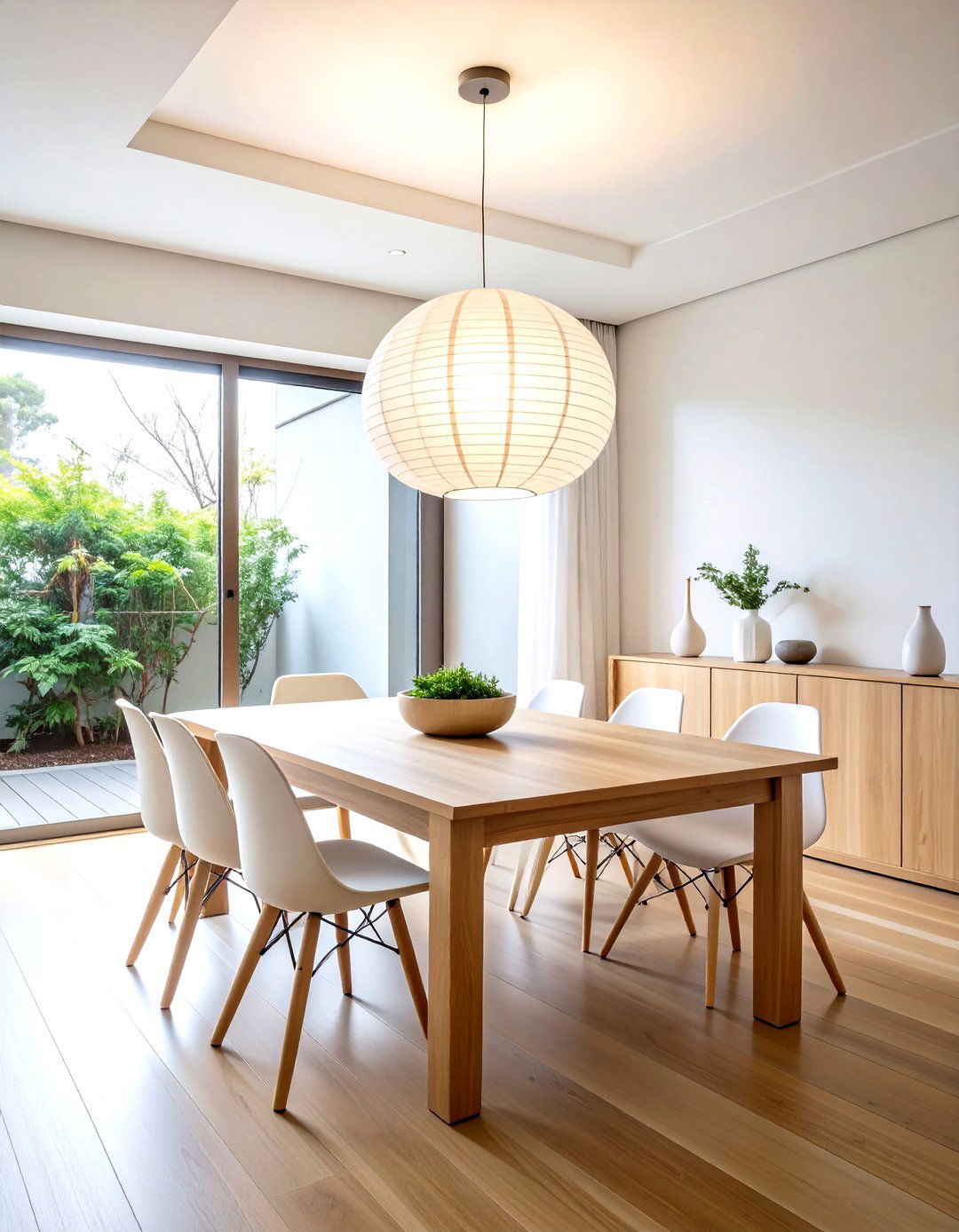 Oversized Paper Lantern - 30 low hanging pendant dining room ideas