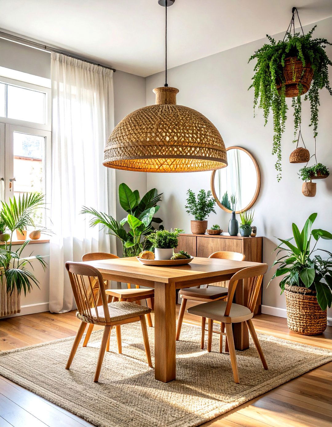 Oversized Pendant Light - 30 small space dining ideas