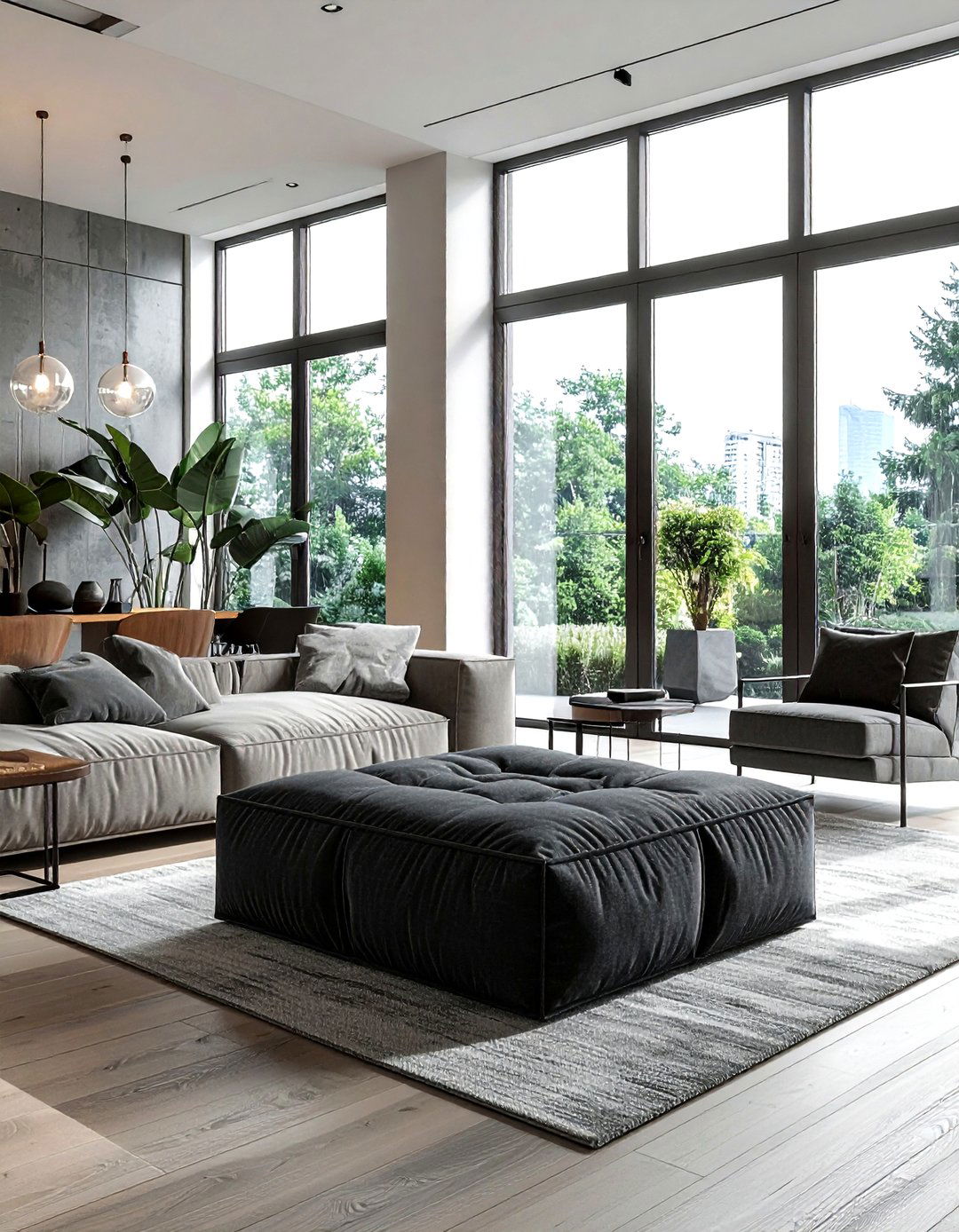 Oversized Square Pouf - 30 living room pouf seating ideas