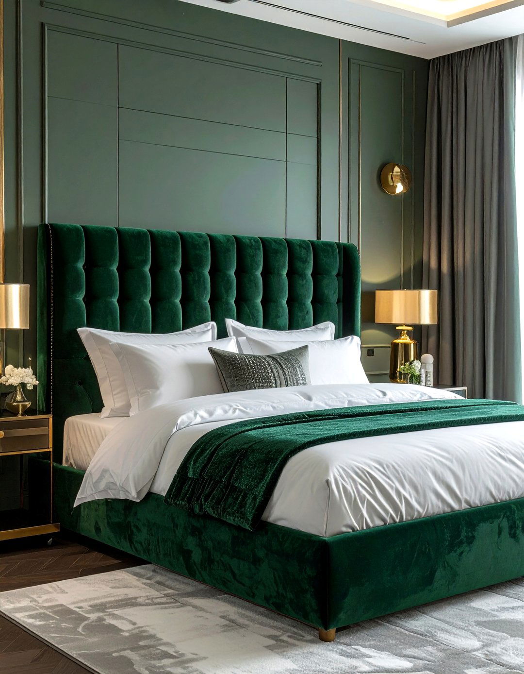 Oversized Velvet Headboard - 30 bedroom statement piece ideas