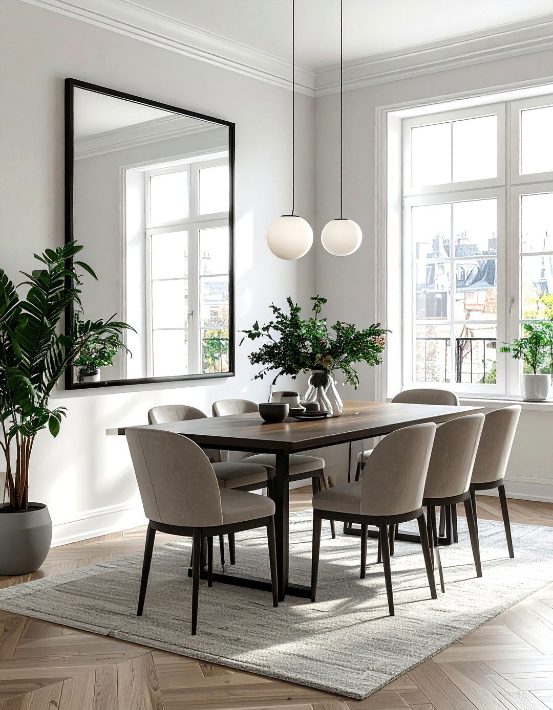 Oversized Wall Mirror - 30 modern traditional dining room ideas