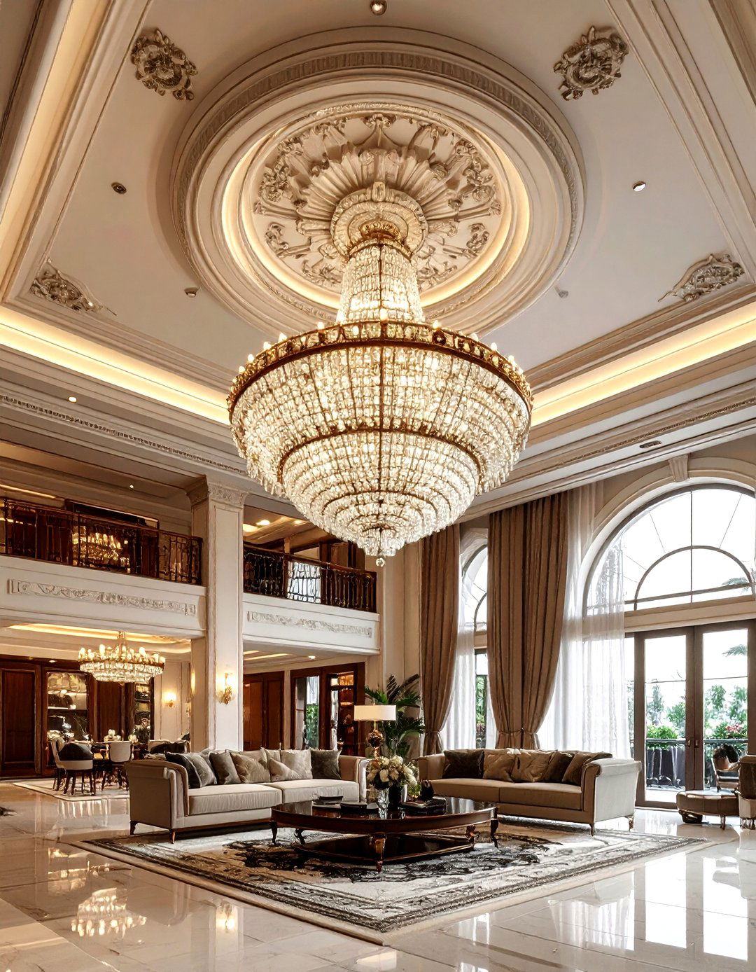 Oversized ceiling medallion - 30 living room ceiling medallion ideas