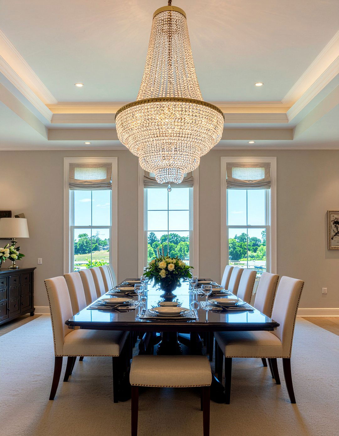 Oversized chandelier dining room - 30 large dining room ideas