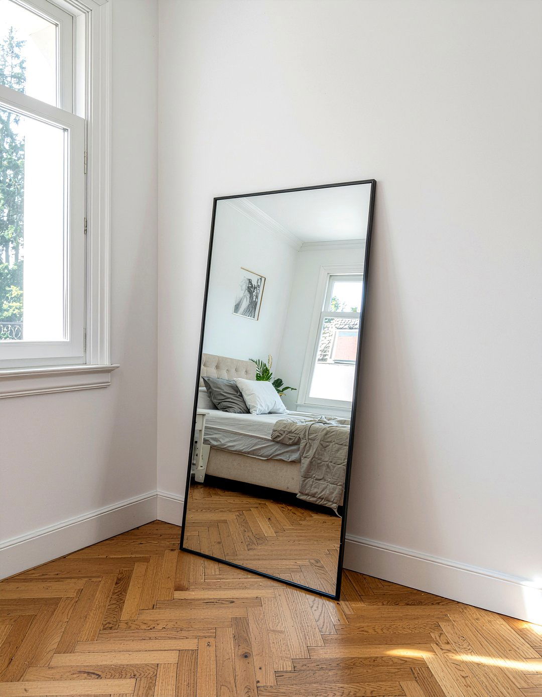 Oversized floor mirror - 30 contemporary bedroom ideas