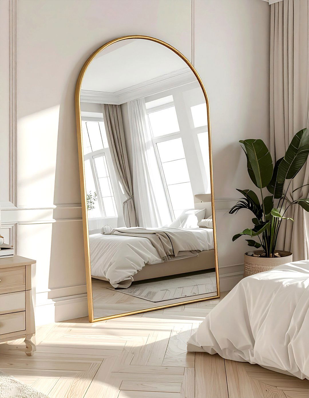 Oversized floor mirror - 30 removable bedroom ideas