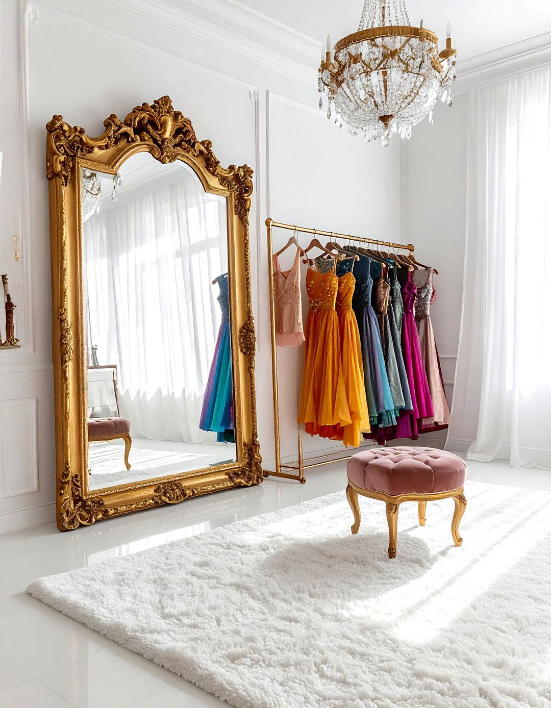 Oversized floor mirror dressing room - 30 maximalist decor ideas