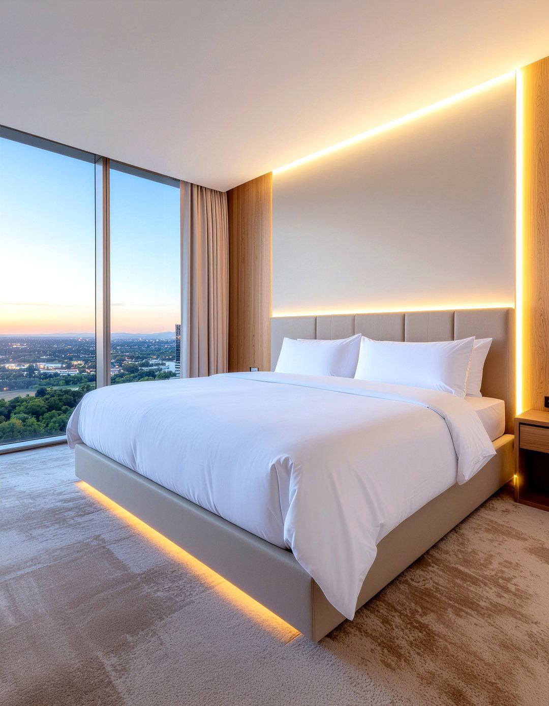 Oversized floor to ceiling headboard - 30 upholstered bed ideas