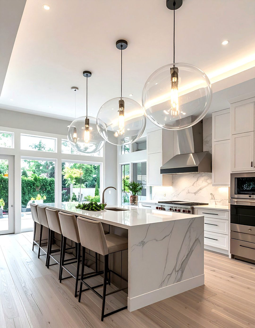 Oversized glass pendant lights - 30 cluster pendant kitchen ideas