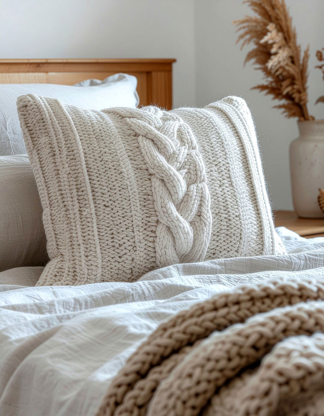 Oversized knit pillow - 30 Norwegian bedroom ideas