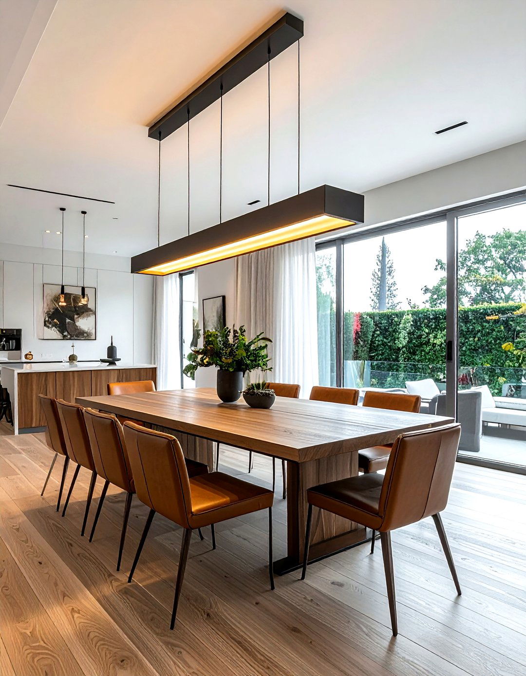 Oversized linear dining light - 30 linear chandelier dining room ideas