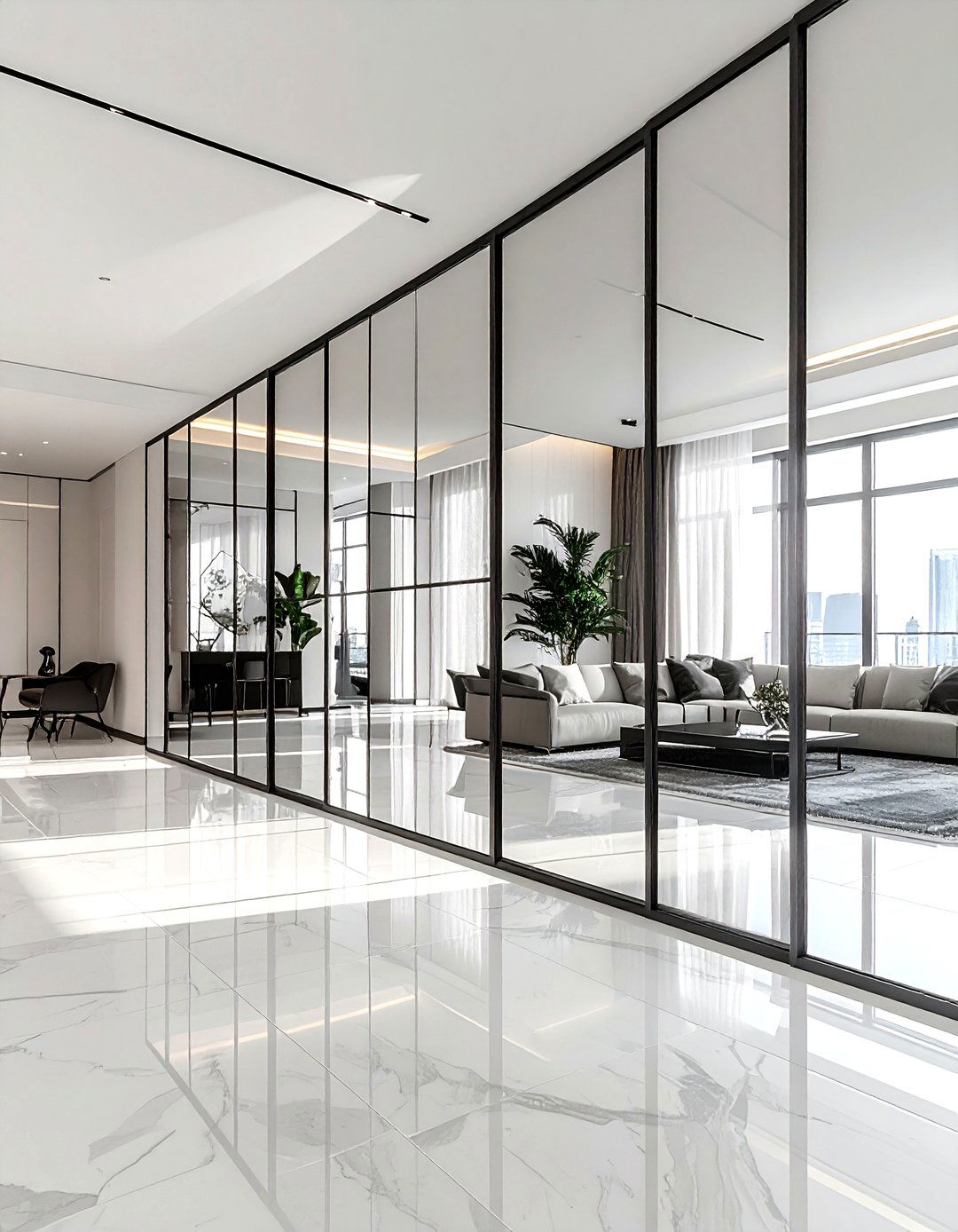 Oversized mirror wall - 30 statement wall ideas