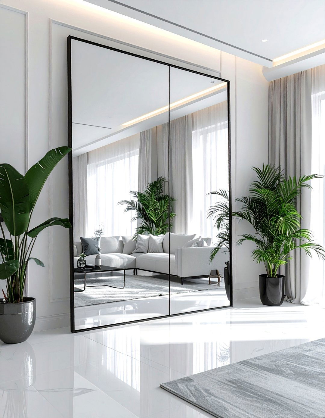 Oversized mirror wall - 30 refined decor ideas