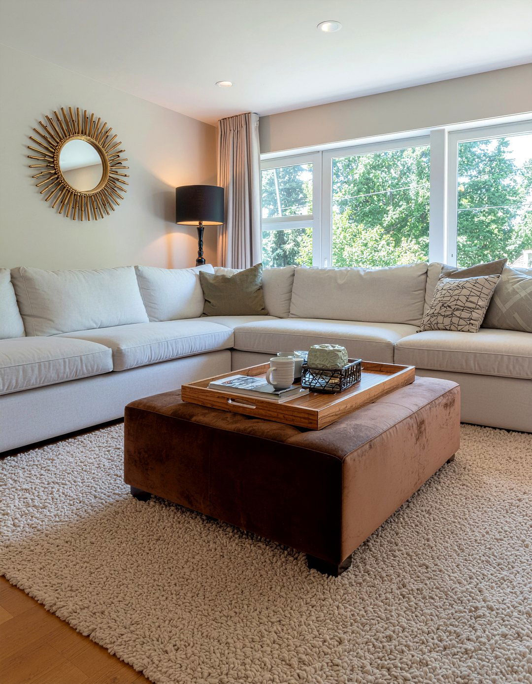 Oversized velvet ottoman - 30 living room velvet ottoman ideas