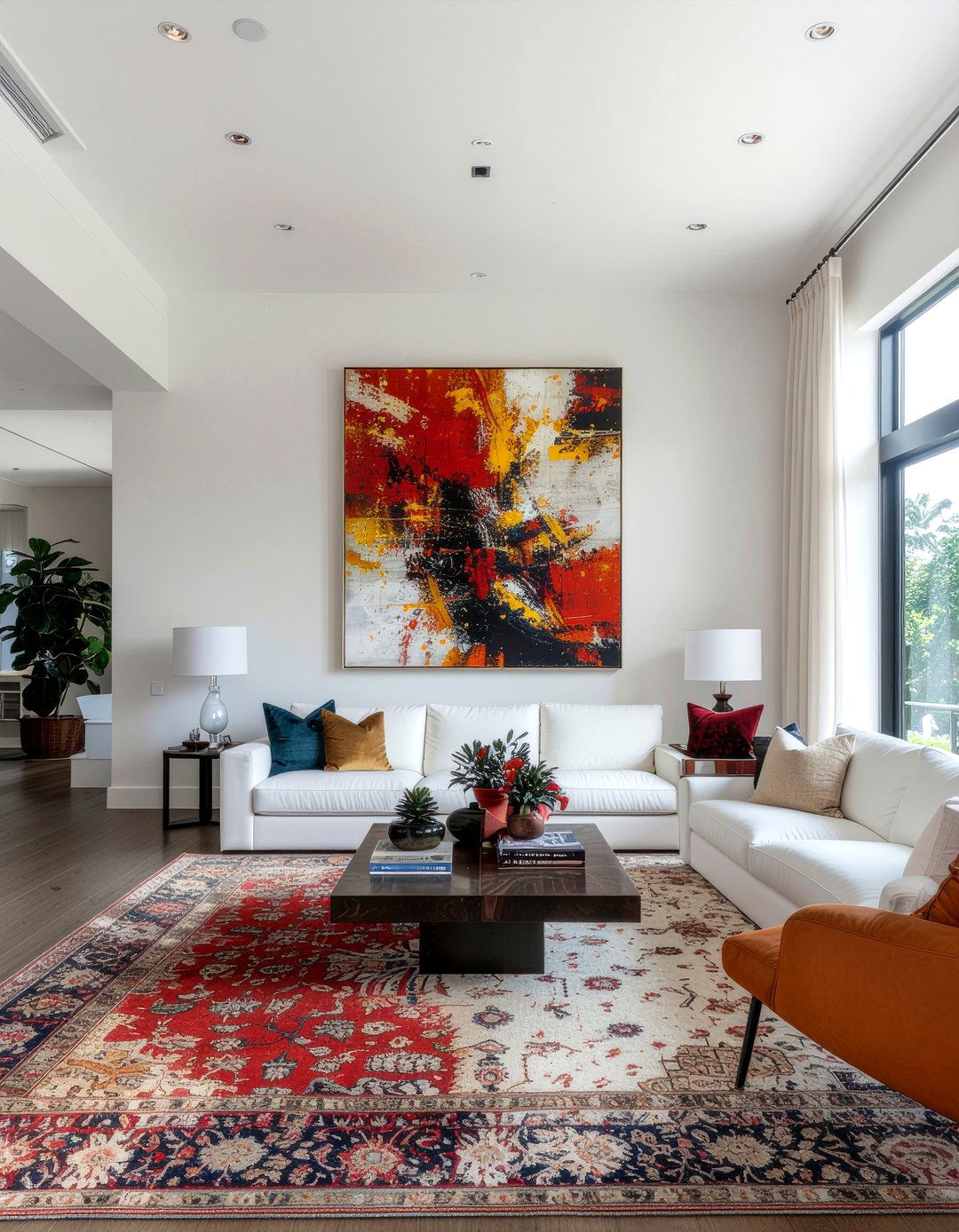 Oversized wall art - 30 maximalist living room ideas