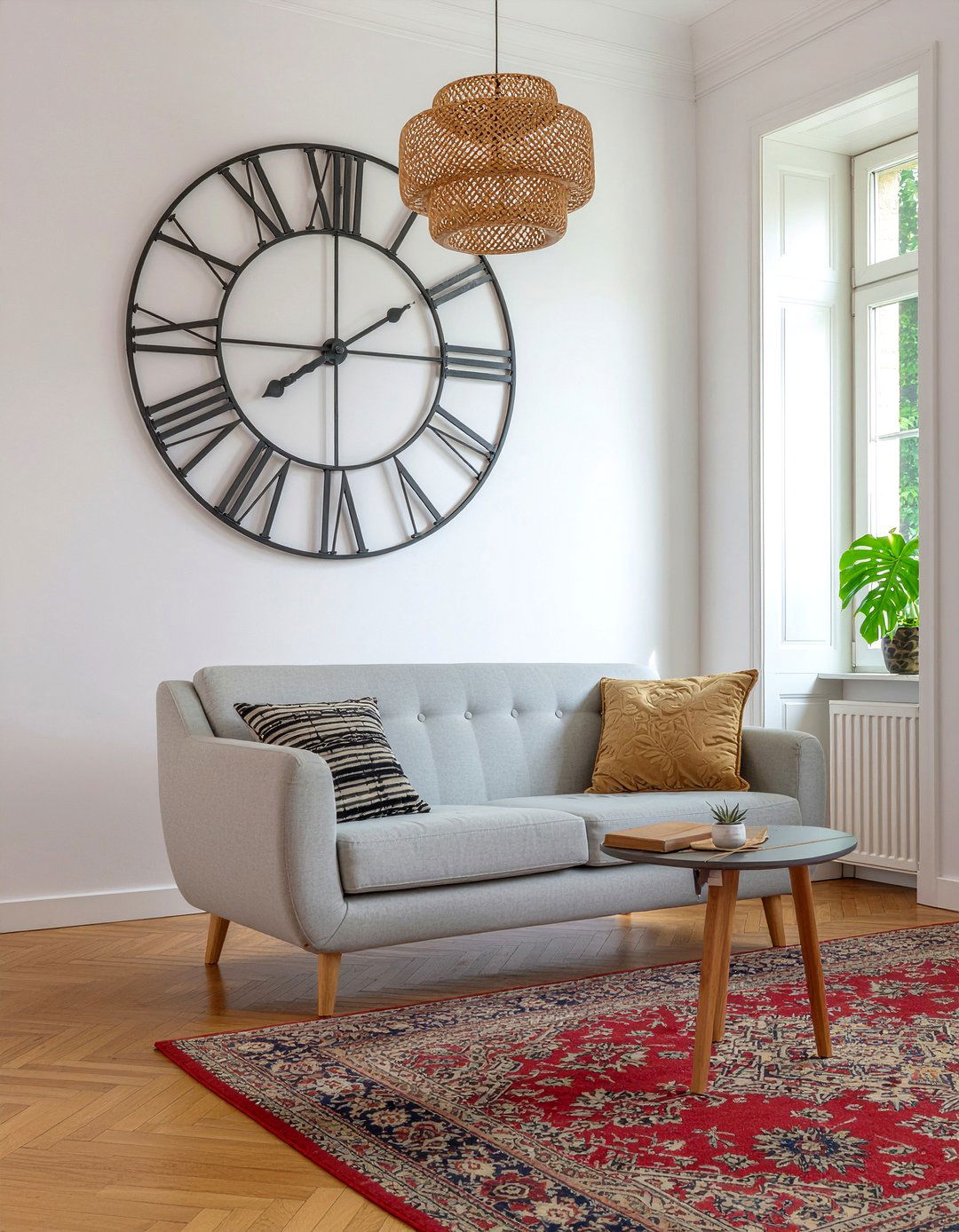 Oversized wall clock - 30 French country living room ideas