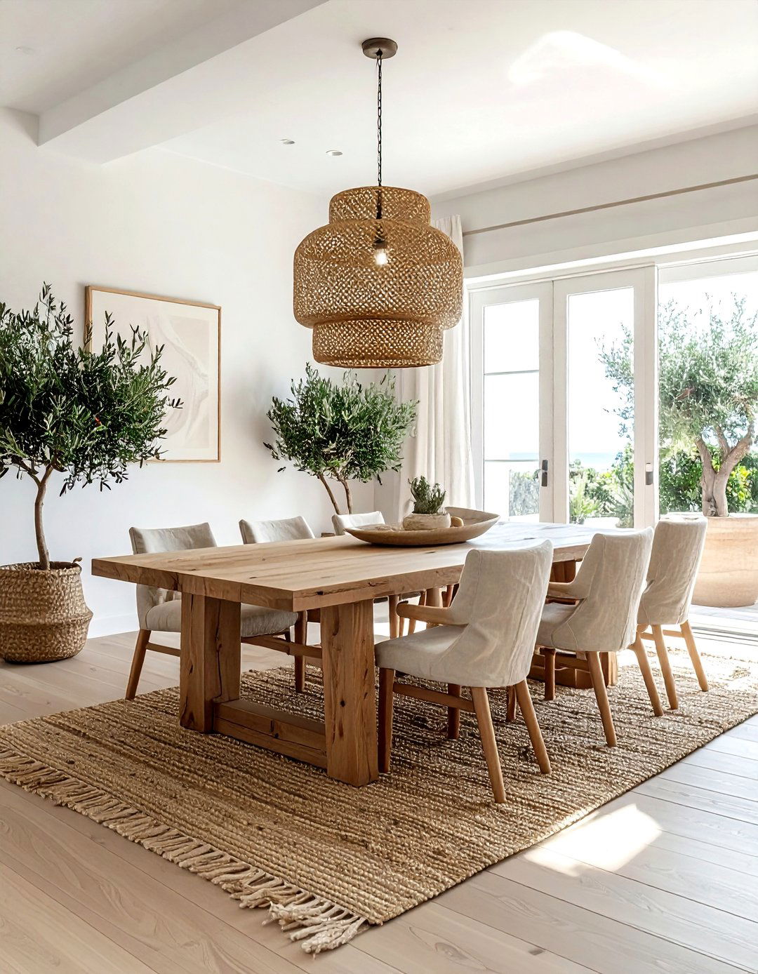 Oversized woven pendant - 30 pendant light dining room ideas