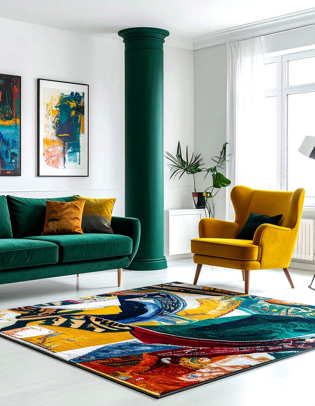 Painted Accent Pillar - 30 living room pillar ideas