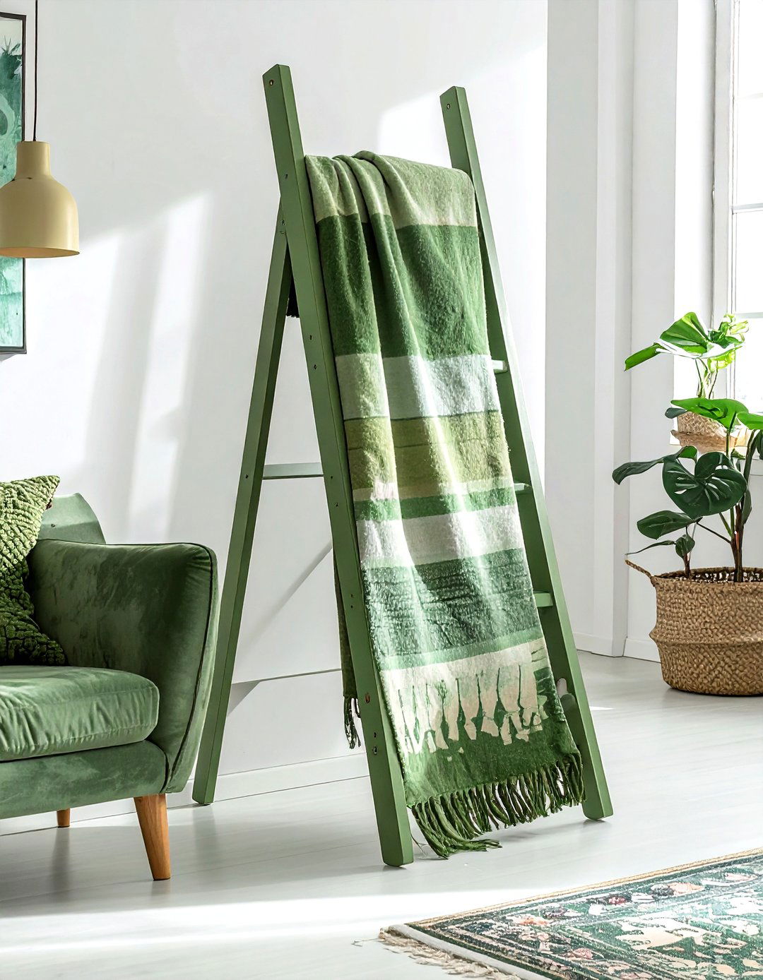 Painted Blanket Ladder - 30 blanket ladder ideas