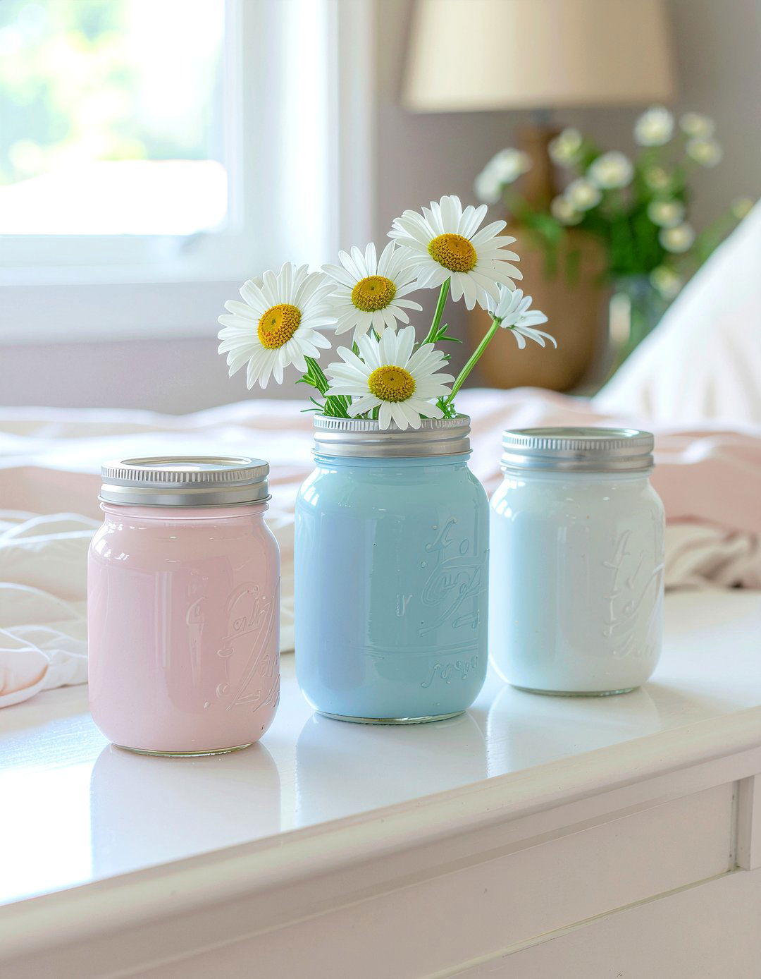 Painted Mason Jar Vase - 30 upcycled bedroom ideas
