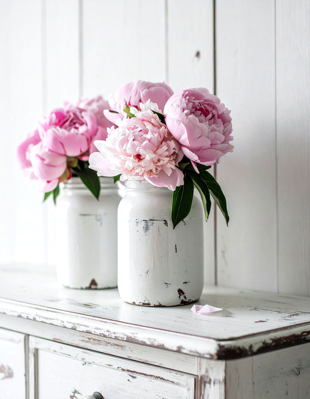 Painted Mason Jar Vases - 30 shabby chic bedroom ideas