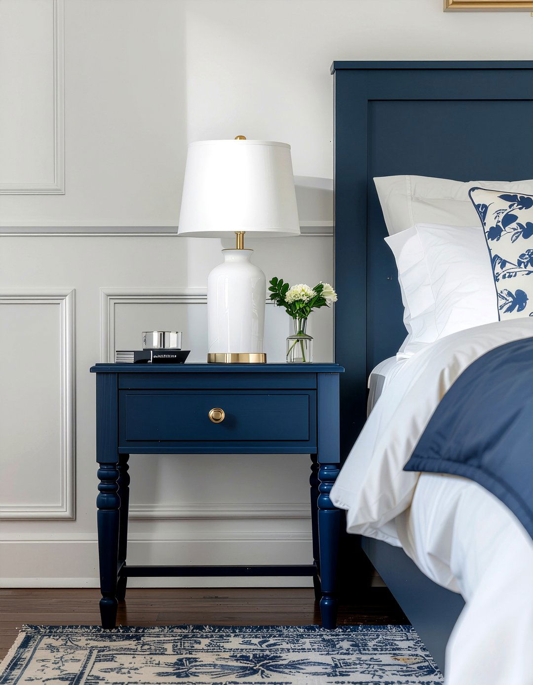 Painted Navy Bedside Table - 30 bedroom wall mounted nightstands