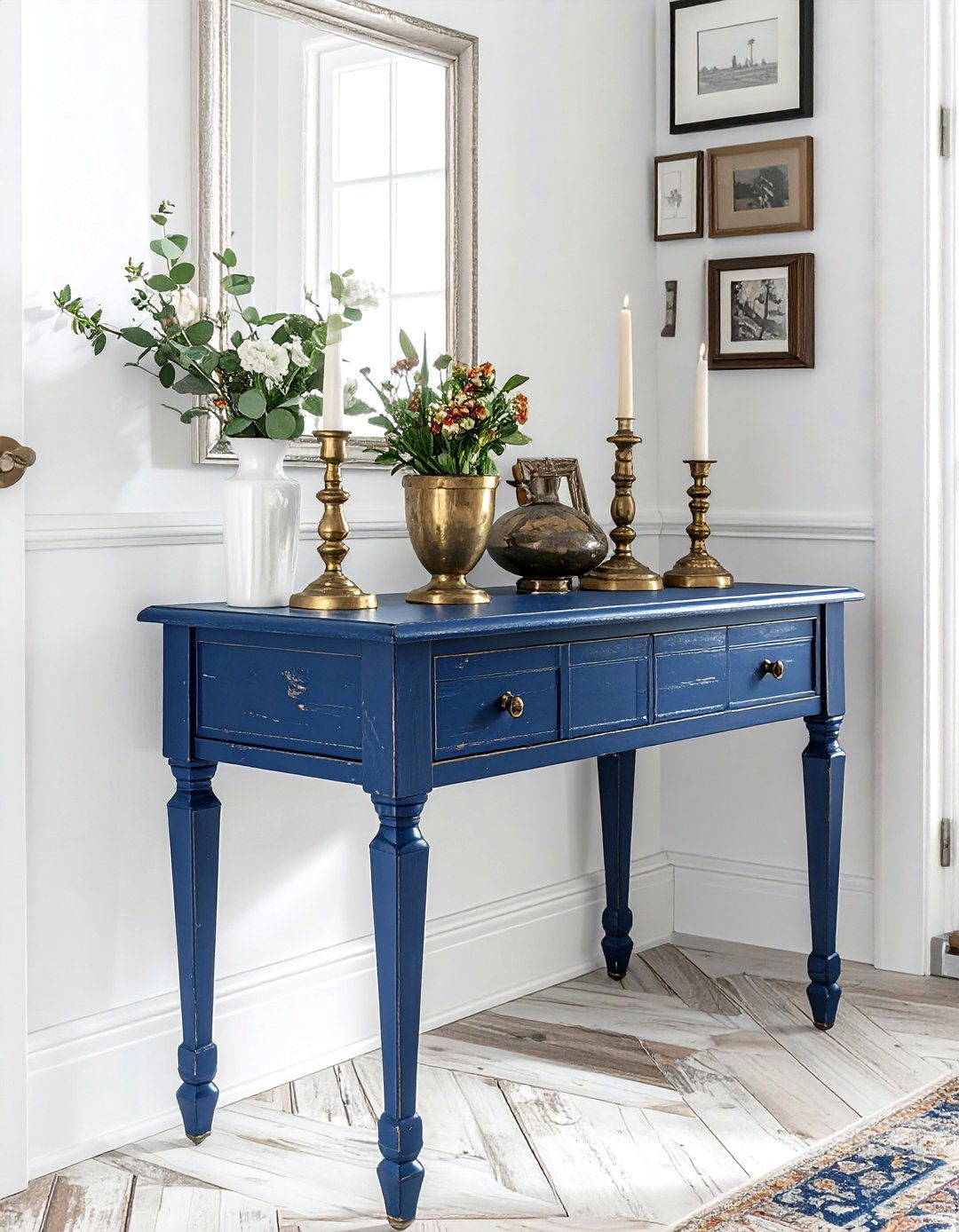 Painted Vintage Entryway Table - 30 living room hallway table ideas