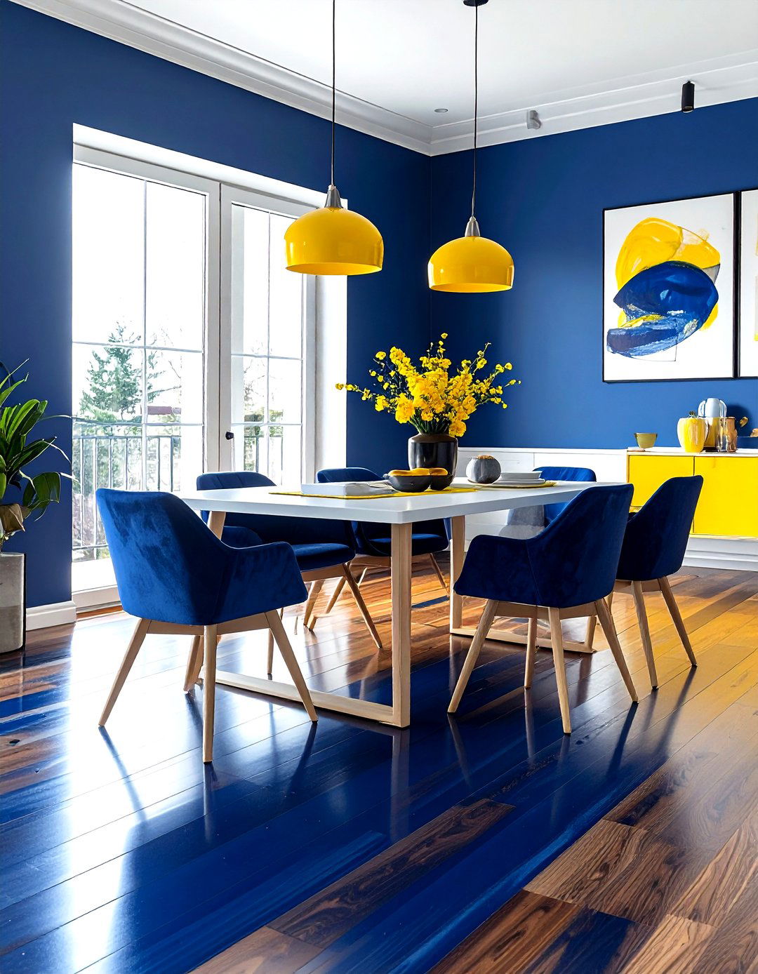 Painted Wood Floor - 30 dining room floor design ideas