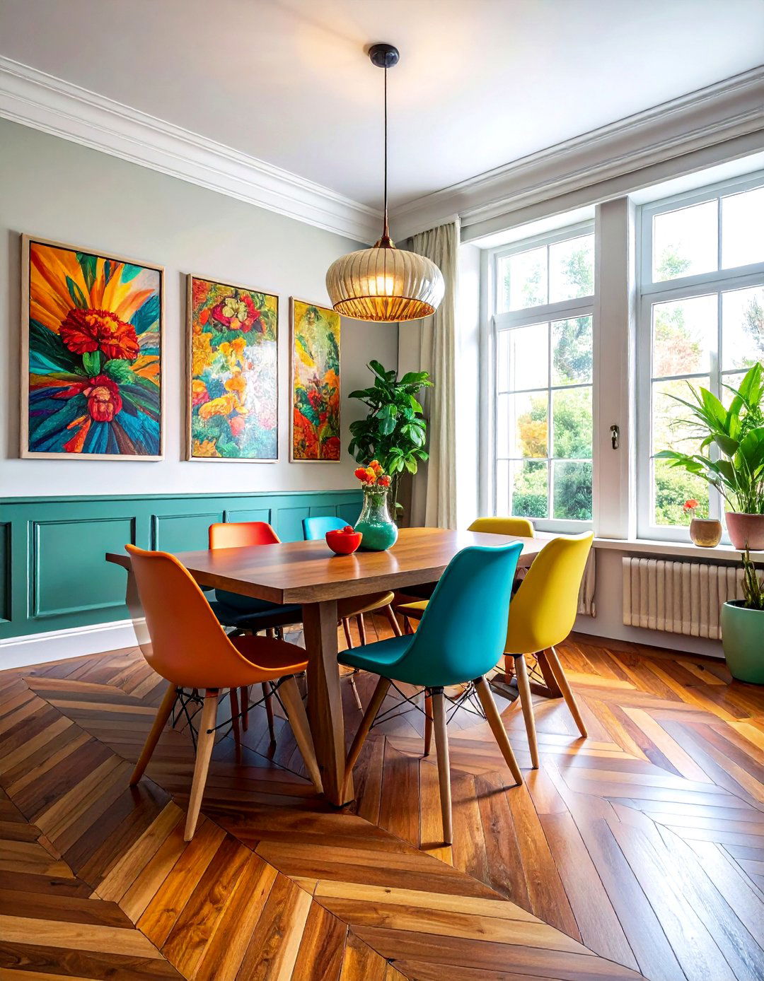 Painted Wood Floor - 30 dining room flooring ideas