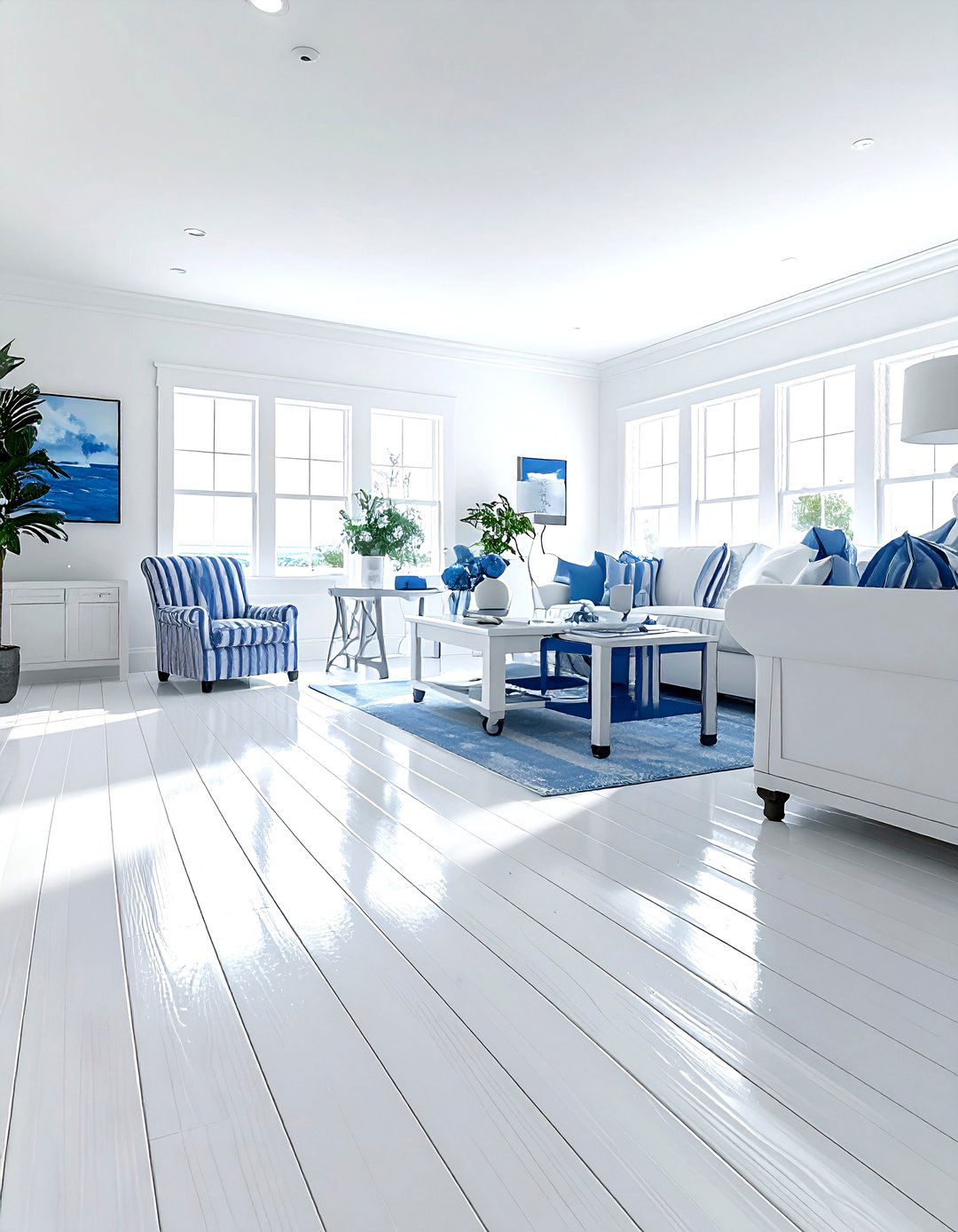 Painted Wood Floor - 30 living room flooring ideas