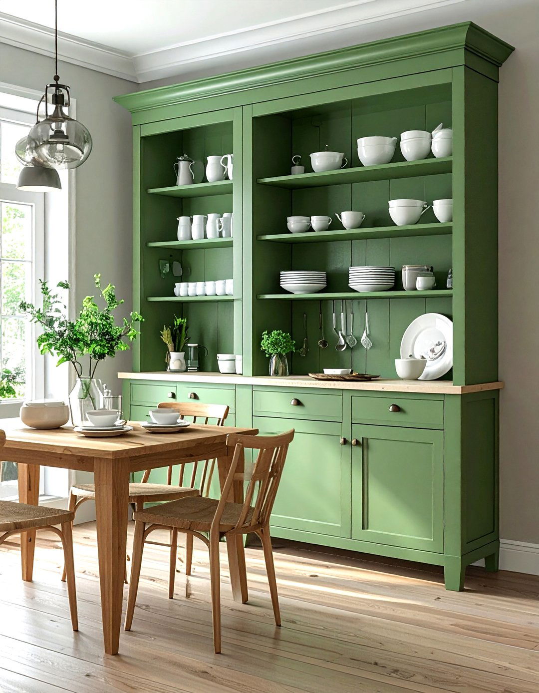 Painted Wooden Hutch - 30 thrift store dining room ideas