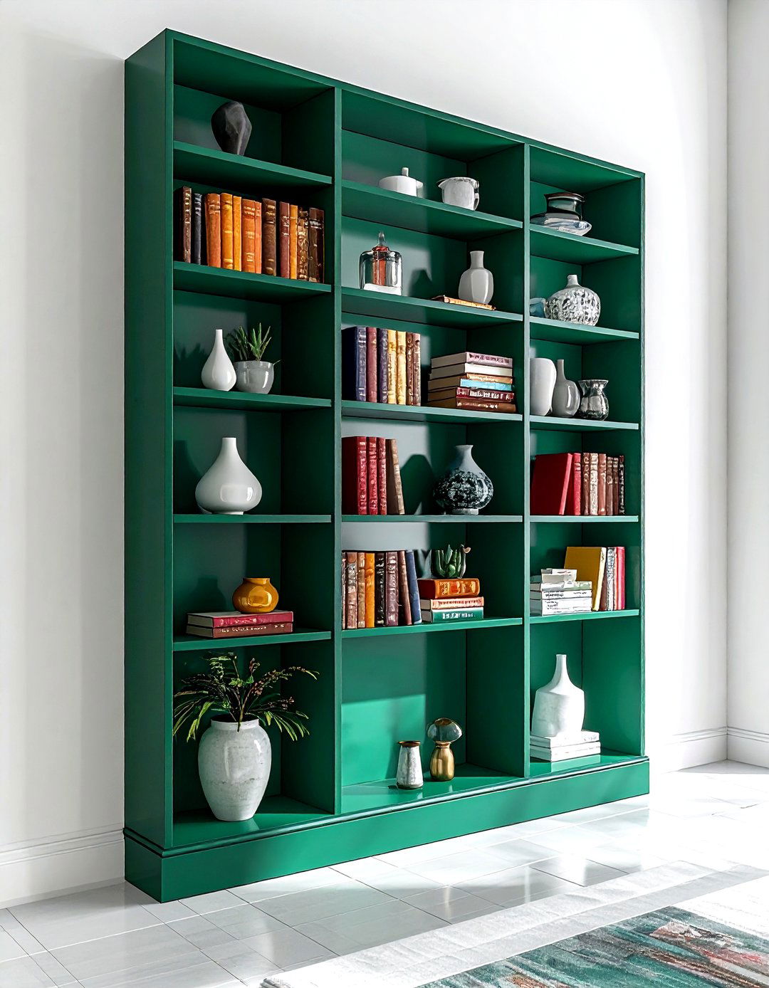 Painted accent bookcase - 30 built-in bookcase ideas