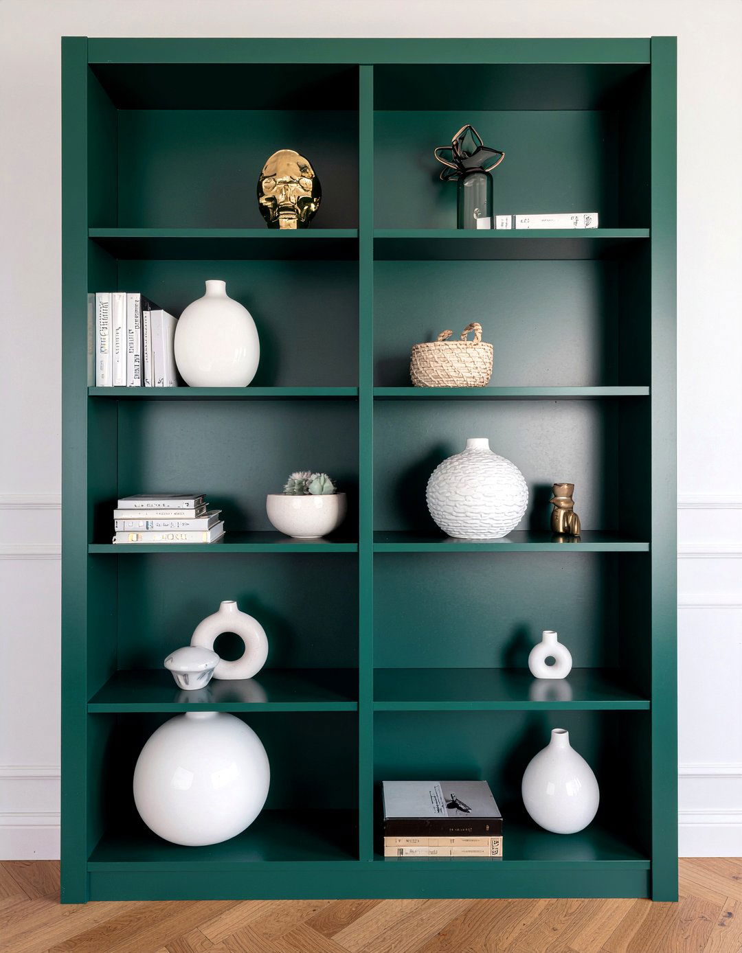 Painted back panel bookshelf - 30 living room bookshelf ideas