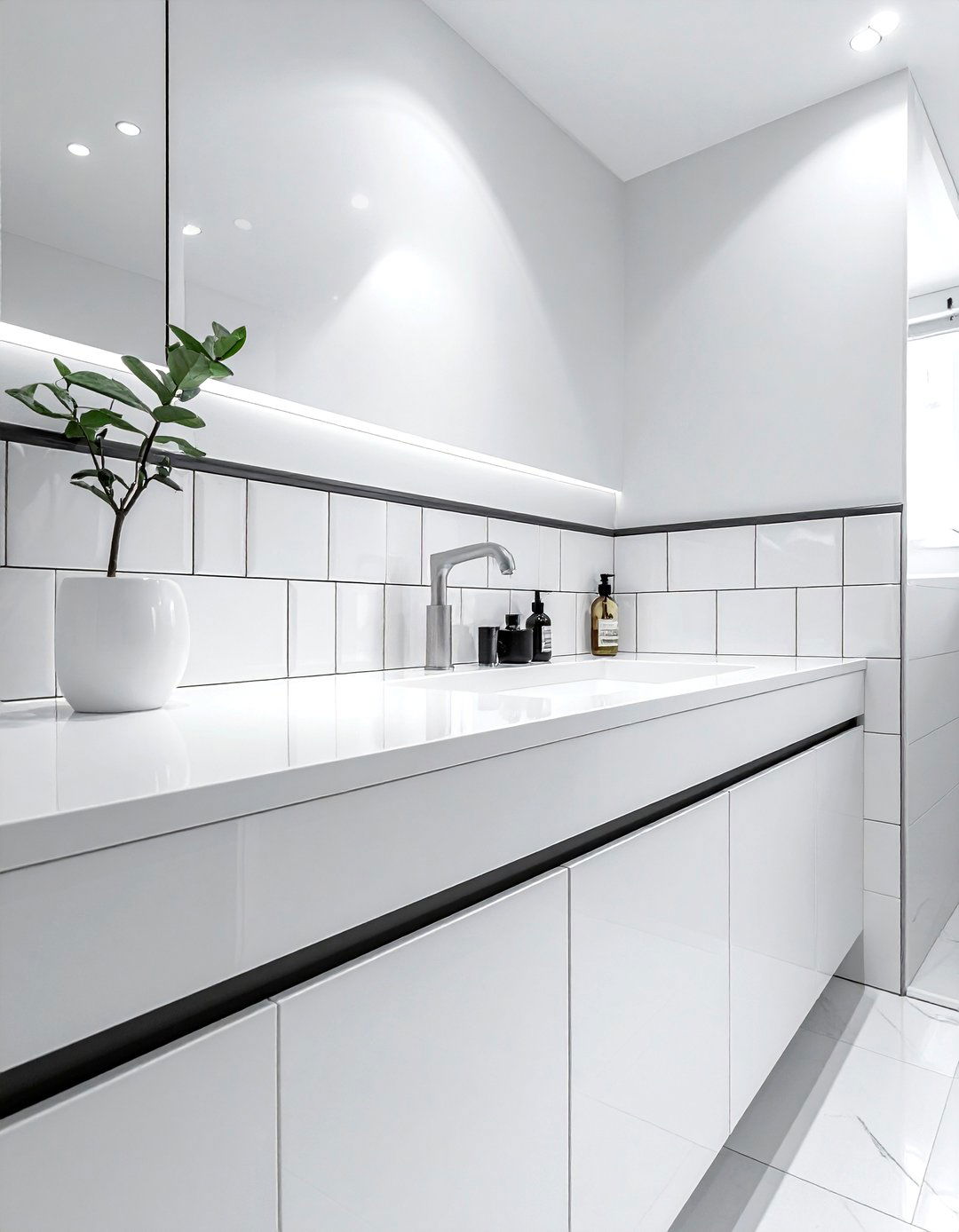 Painted bathroom tile backsplash - 30 budget bathroom ideas