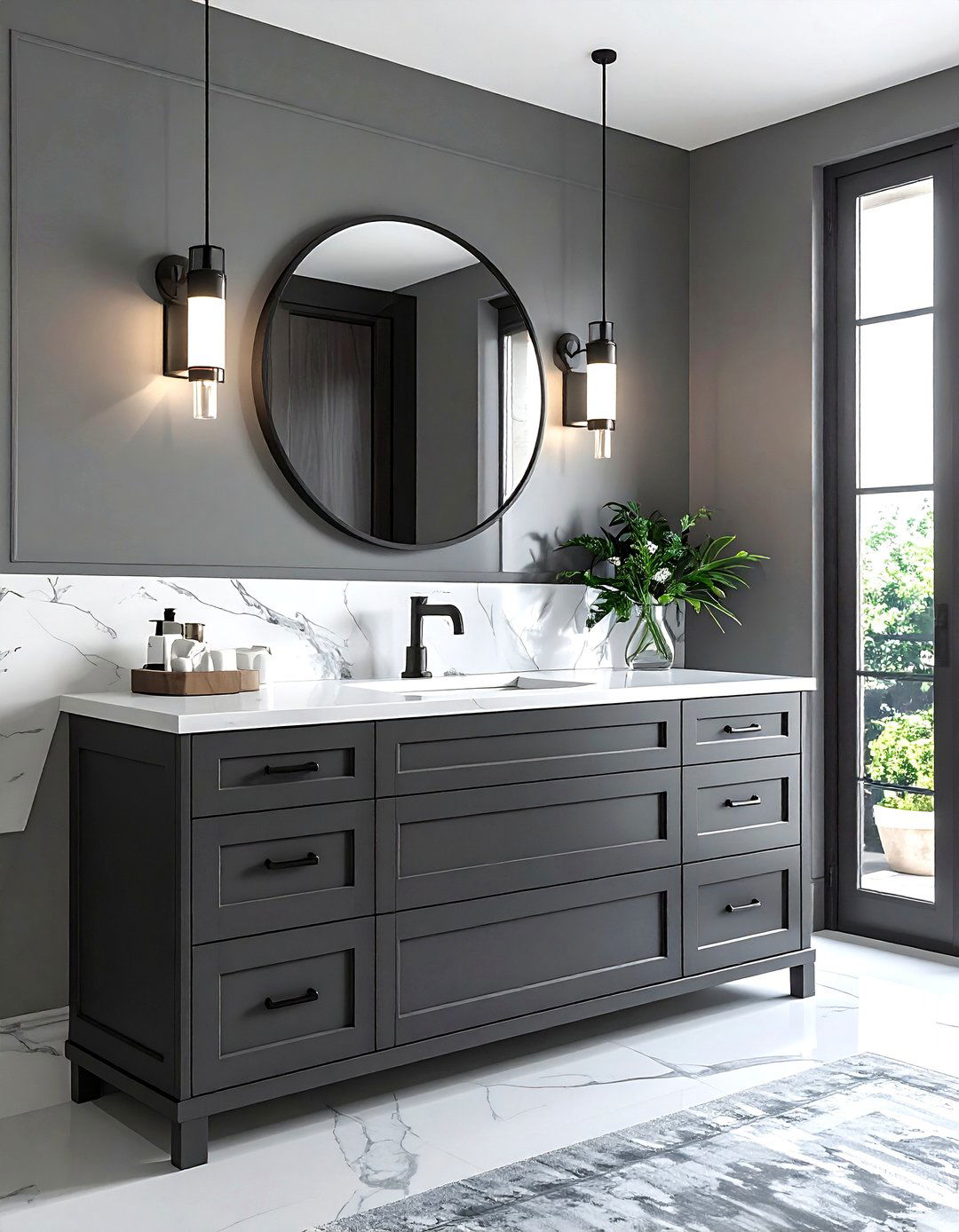 Painted bathroom vanity cabinet - 30 weekend decor project ideas