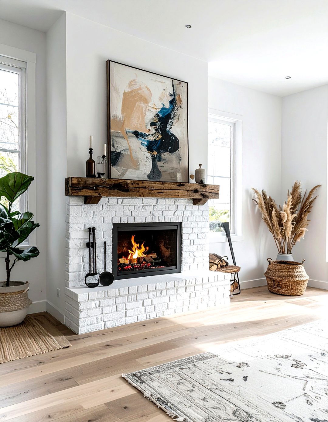 Painted brick fireplace - 30 Lonny decor ideas
