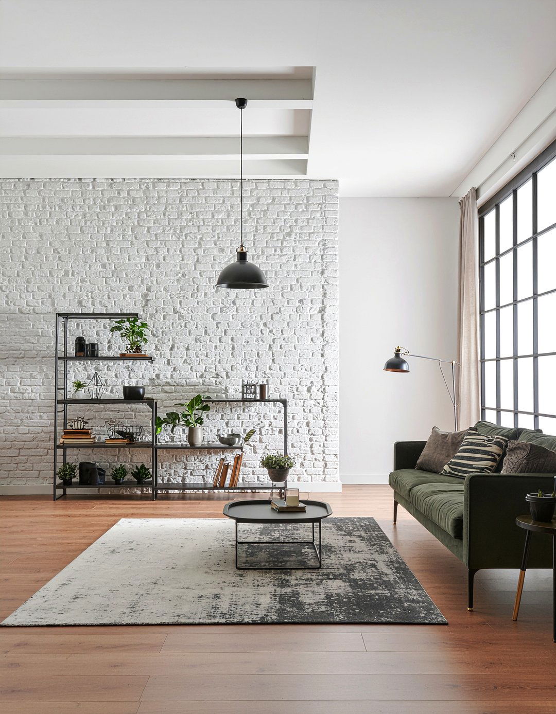 Painted brick wall - 30 Swedish living room ideas