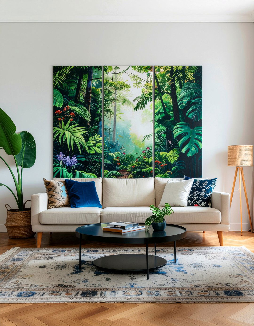 Painted canvas room divider - 30 living room screen ideas