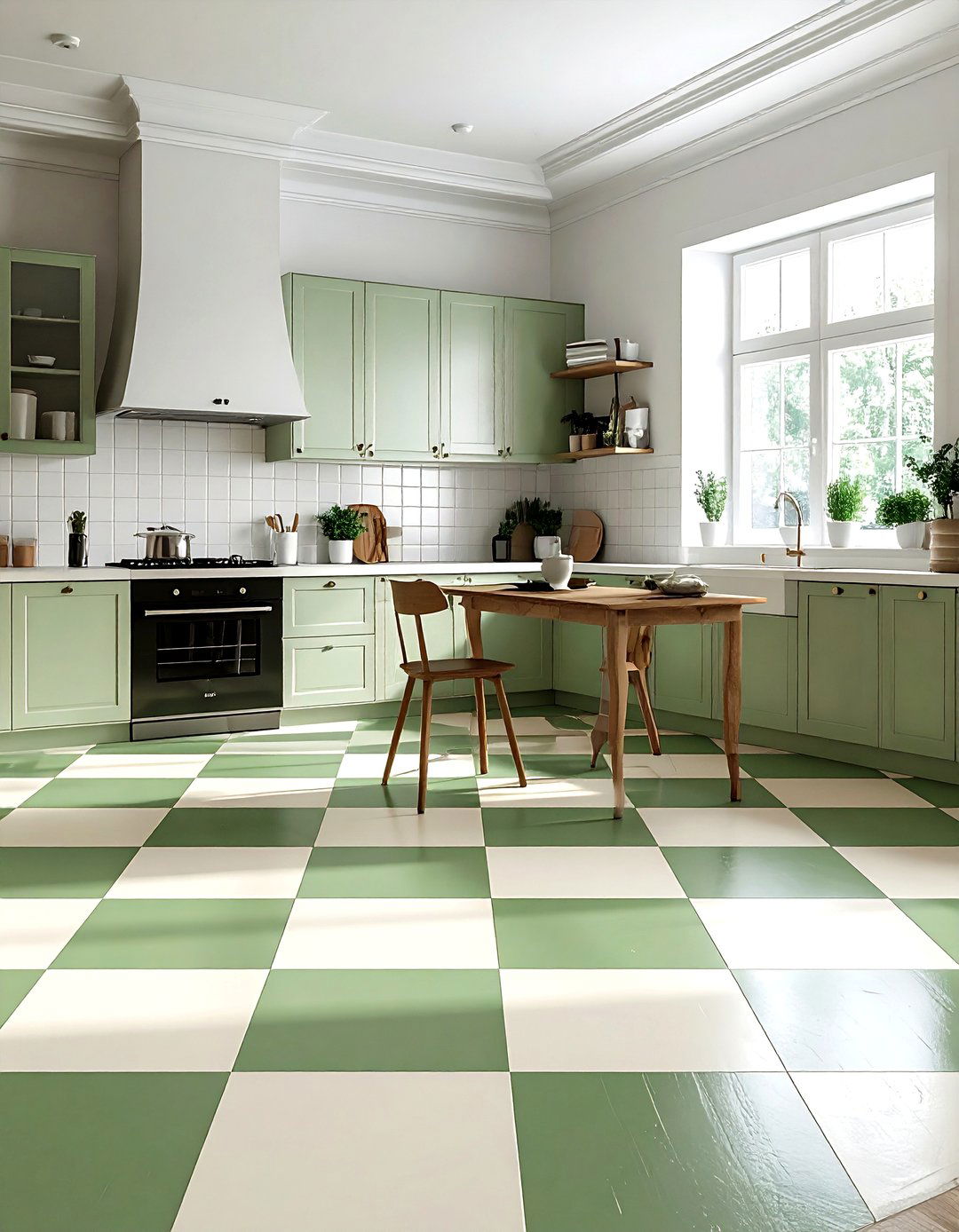 Painted checkerboard floor - 30 handmade decor ideas