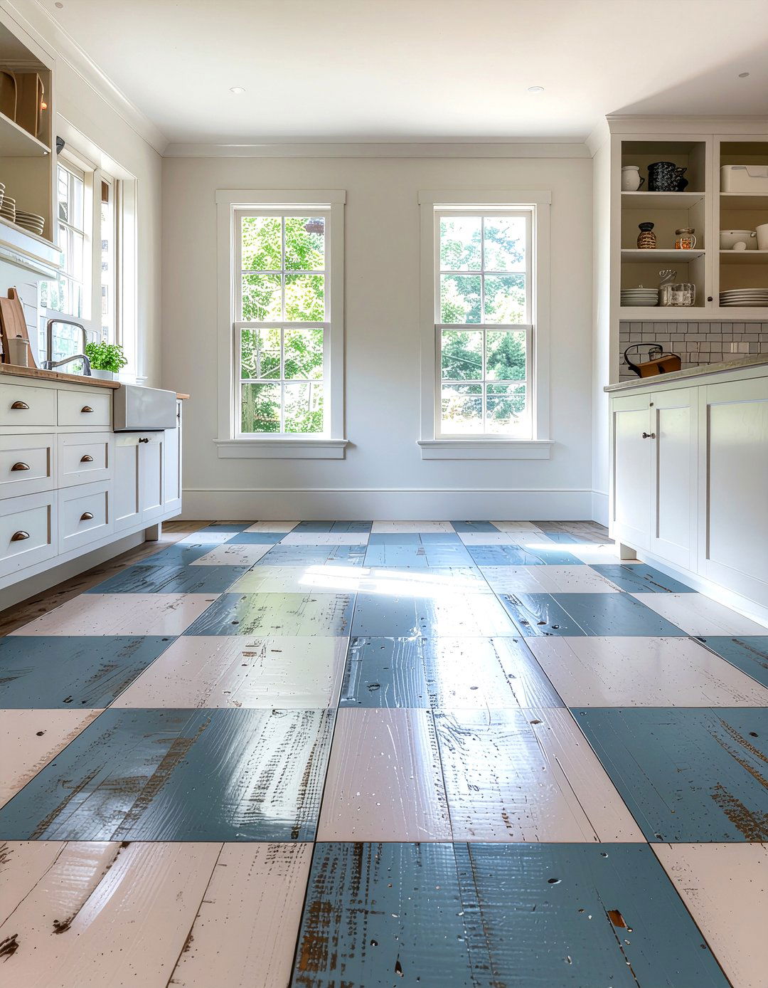 Painted checkerboard wood floor - 30 checkered floor kitchen ideas