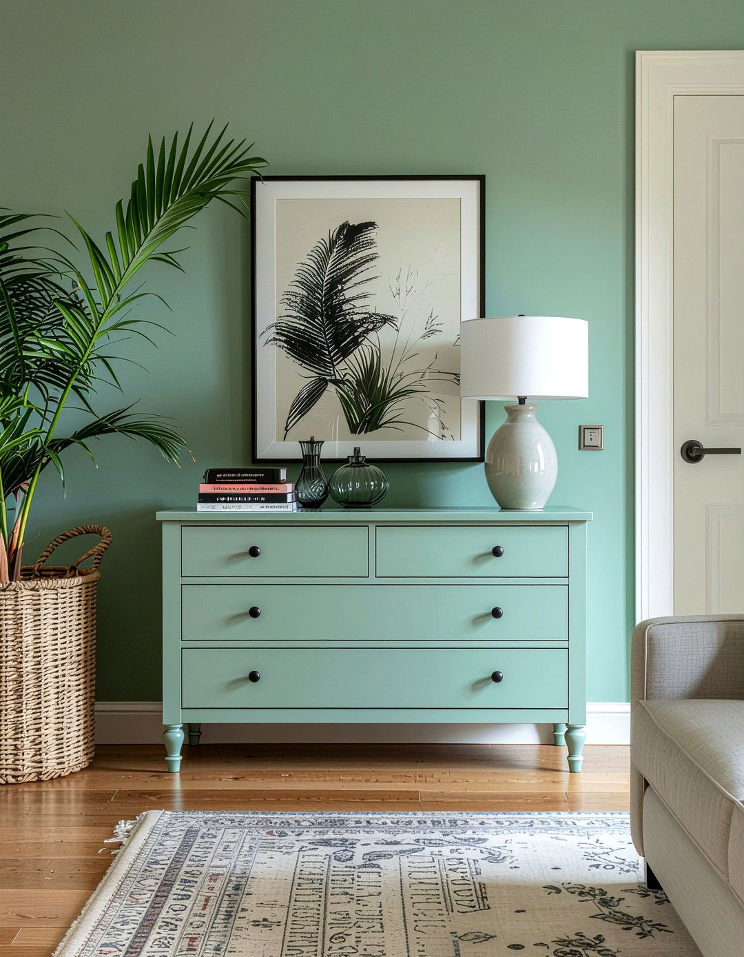 Painted dresser console - 30 thrifted living room ideas