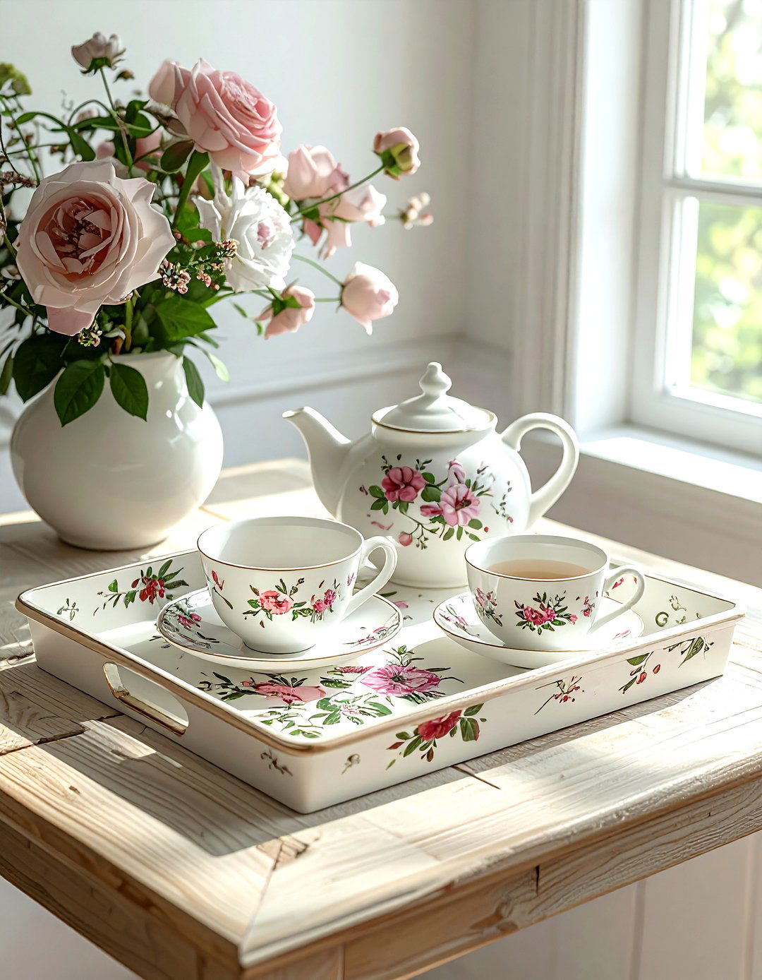 Painted floral tray - 30 living room catch all trays