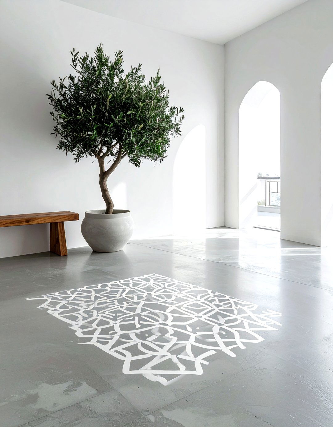 Painted geometric floor stencil - 30 geometric pattern decor ideas